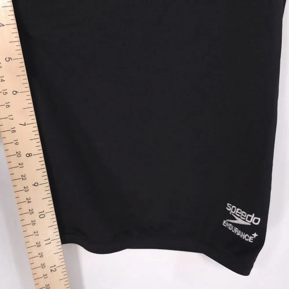 SPEEDO Endurance + Jammer Mens New Swim Trunks 38 Solid Drawstring Black
